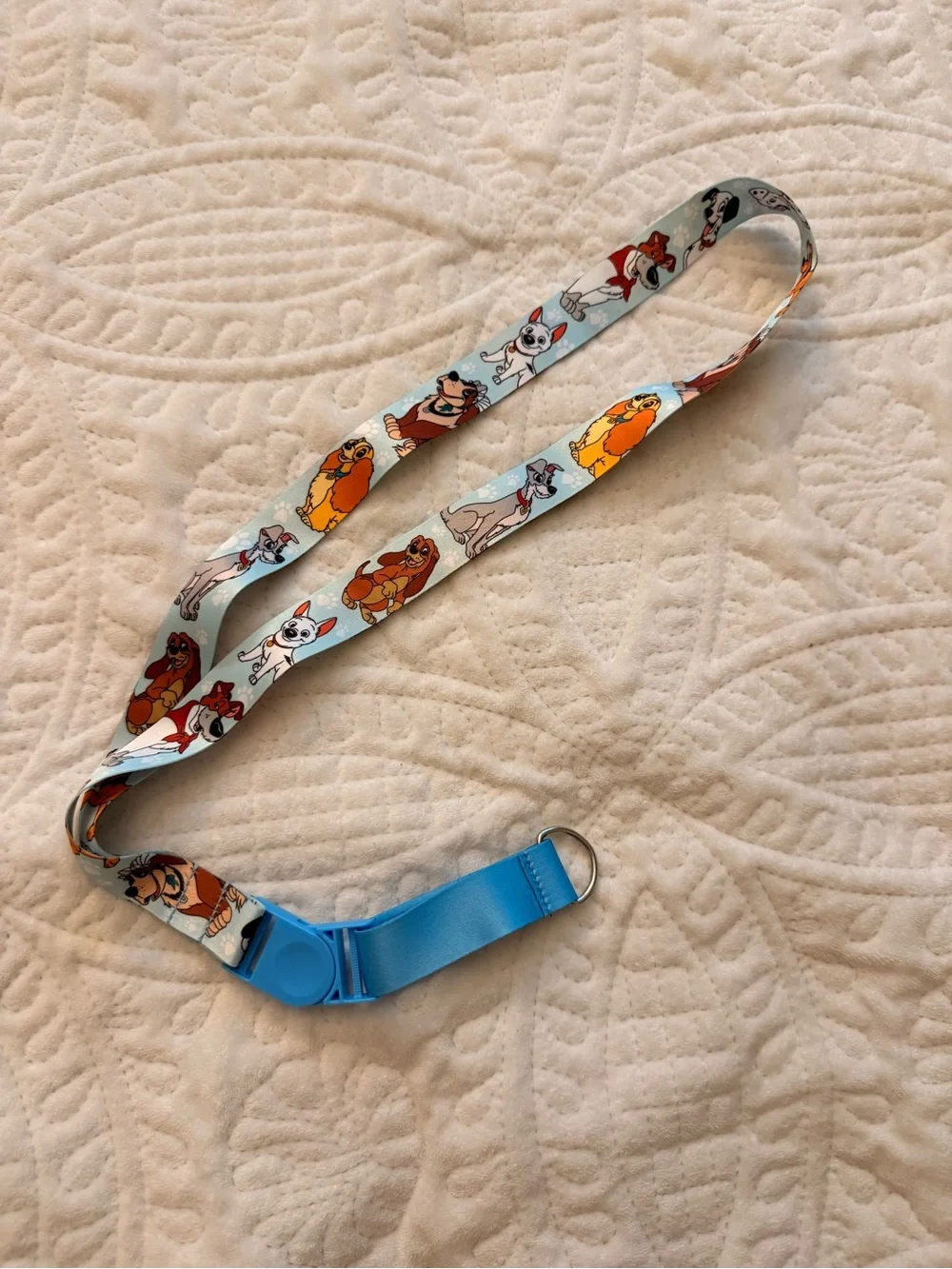 Disney Light Blue Lanyard with Classic Character Print and Badge Clip